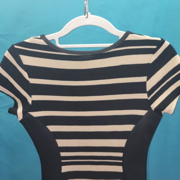 TMG New York Womens Black & White Striped Bodycon Dress Short Sleeve Size S - Picture 7 of 9